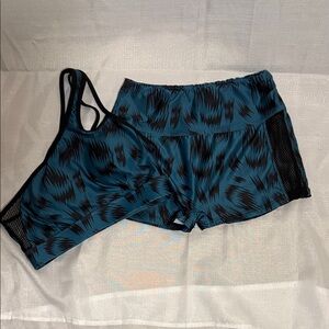 Women's Blue and Black Athletic Set